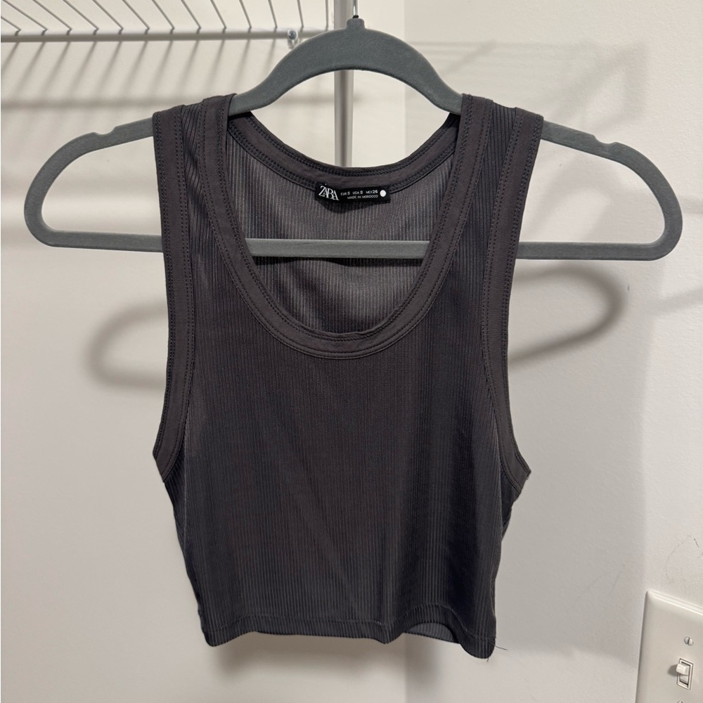 Zara Black Ribbed Tank Top